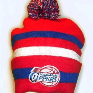 Los Angeles Clippers Mens Adult Beanie Stripes Pom Winter Hat Cap New Tags Nba